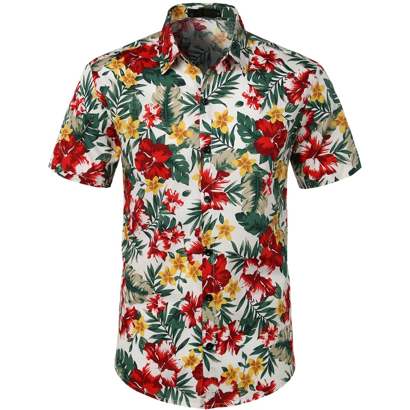 Гавайская Мужская рубашка с пальмовым деревом, лето, Брендовые мужские пляжные Гавайские рубашки с цветочным принтом, мужские нарядные рубашки с коротким рукавом размера плюс