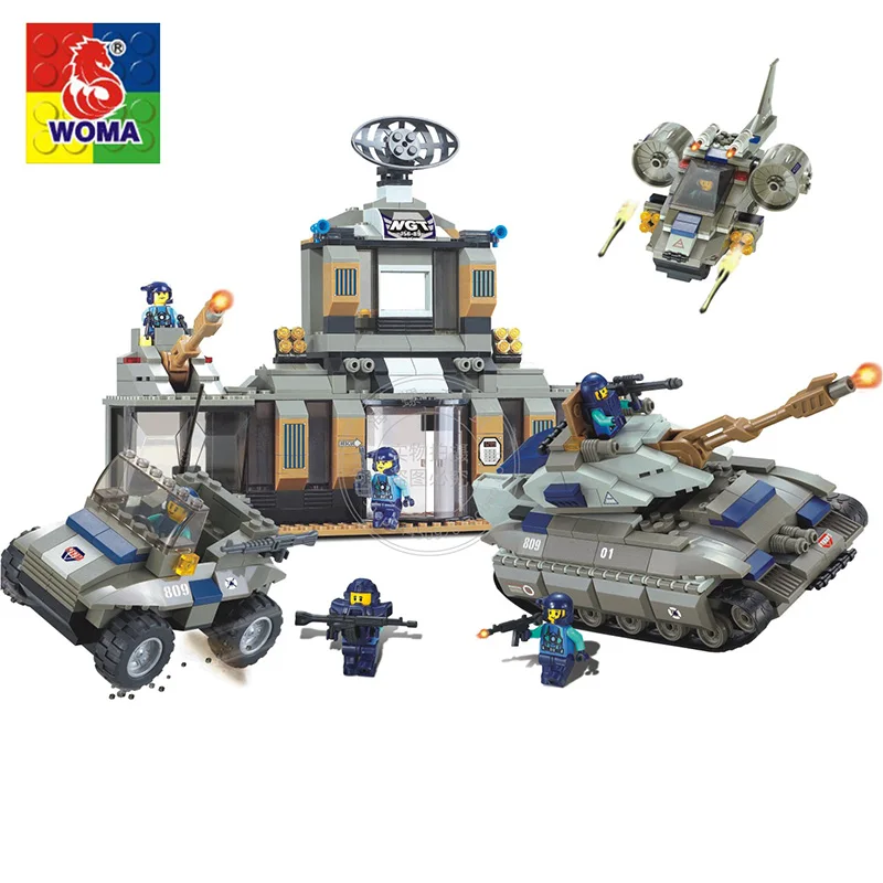 

WOMA military education block toys children gifts military command post aircraft truck tanks weapons Compatible with Legoe