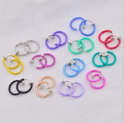 

`1 pcs Multi Colors Clip on Nose Lip Ear Fake Stud Earrings Punk Septum False Hoop Navel Body Piercing Jewelry Fashion Nose Stud
