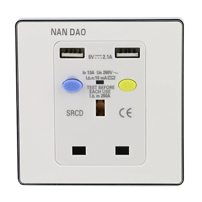 

British 13A 250V Three Hole Supply Sockets Panel UK Standard Socket Wall Power Outlet 86 Type With Dual USB Charging Port