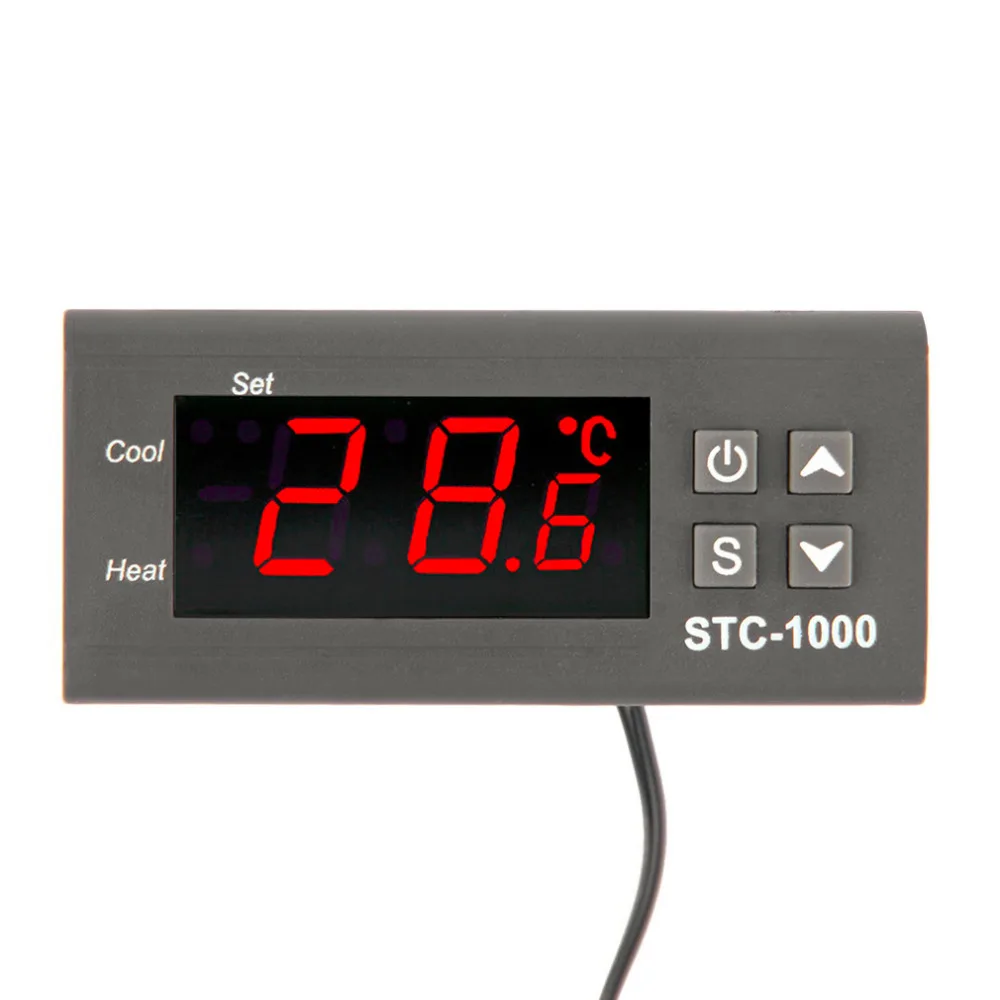 Дропшиппинг цифровой STC-1000 терморегулятор Термостат с зондом-50~ 99C 220 В аквариум с датчиком Универсальный