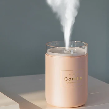 

280ML Candle Air Humidifier Ultrasonic USB Diffusers Home Office Humidifier Purifier Water Diffuser with Night Lamp Light