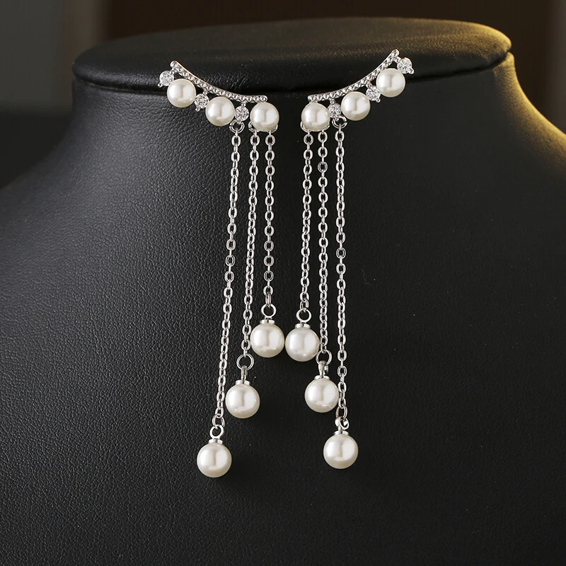 

KASIYU S925 silver ear stud earrings for women with simple ear pendant, tassel cord, and two butterfly earrings