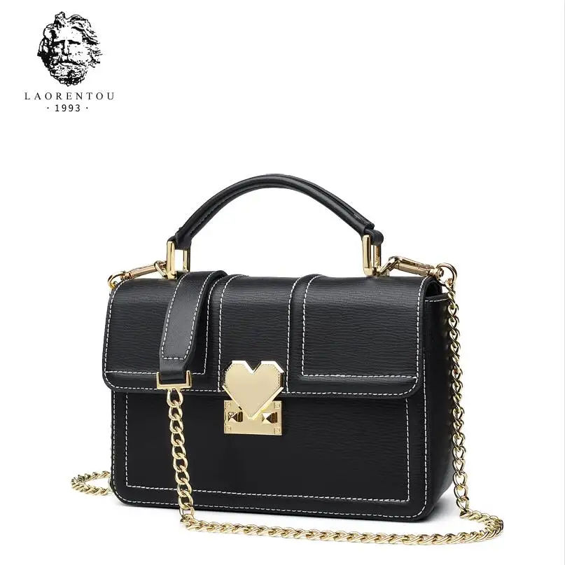 

LAORENTOU2018 new fashion chain leather small square bag leather ladies shoulder Messenger bag handbag