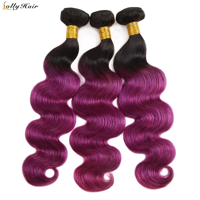 1b purplr ombre body wave human hair bundles (1)