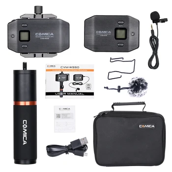 

WS50 interview Smartphone Lavalier Wireless Microphone Mic For Iphone Android Phone 6-Channels Smartphone Clamp Handheld Grip