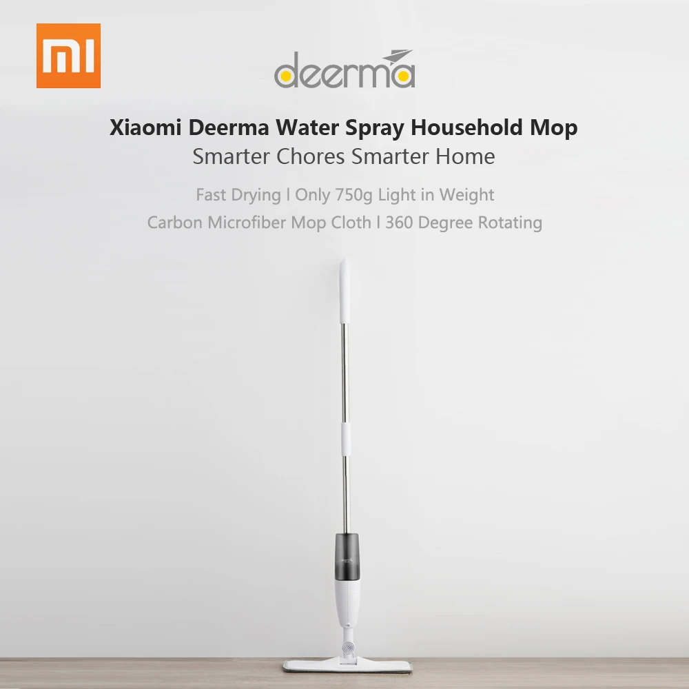 

Xiaomi Mijia Deerma Water Spray Mop Light Weight 360 Rotating Rod Clean Tool with Carbon Fiber Material Cloth for smart Home