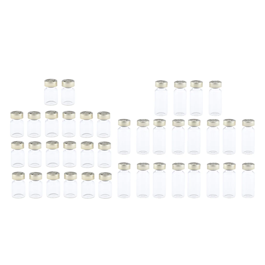 40Pcs 5ml+10ml Empty Sterile Glass Sealed Serum Vials Bottles Liquid Containers Transparent