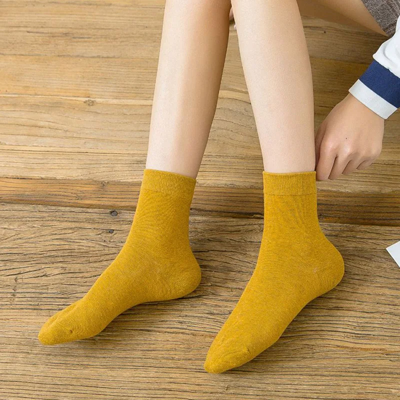 5 Pairs Solid Women Sock Casual Popular Short Meias Fashion Trend Thick