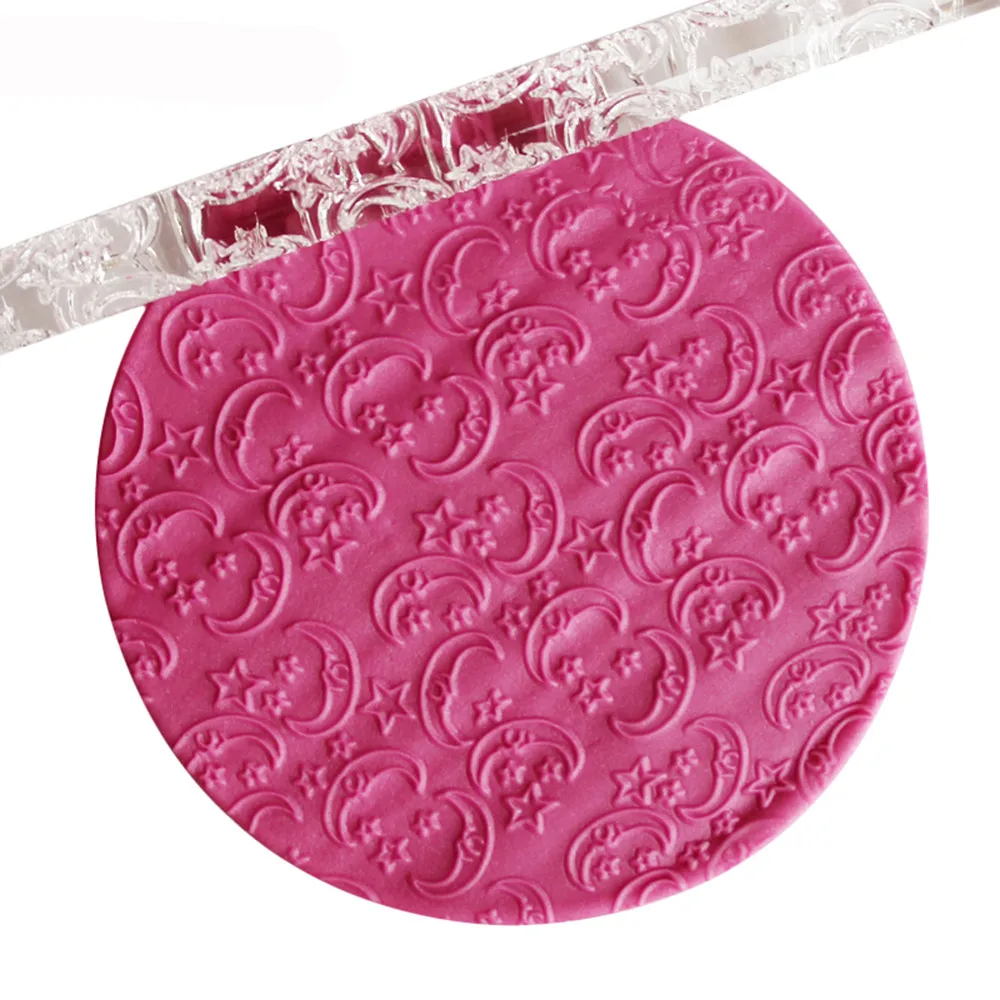 

Embossed Acrylic Rolling Pin Handmade Cake Baking Star Moon Pattern Kneading Tool Cookie Noodle Cake Rolling Pin