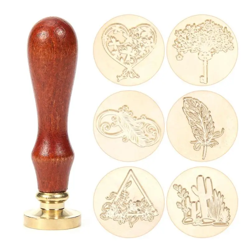 

Retro Plant Pattern Wax Seal Stamp Wooden Handle Sealing Wax for DIY Wedding Invitations Decor Ancient Wax Stamp Craft