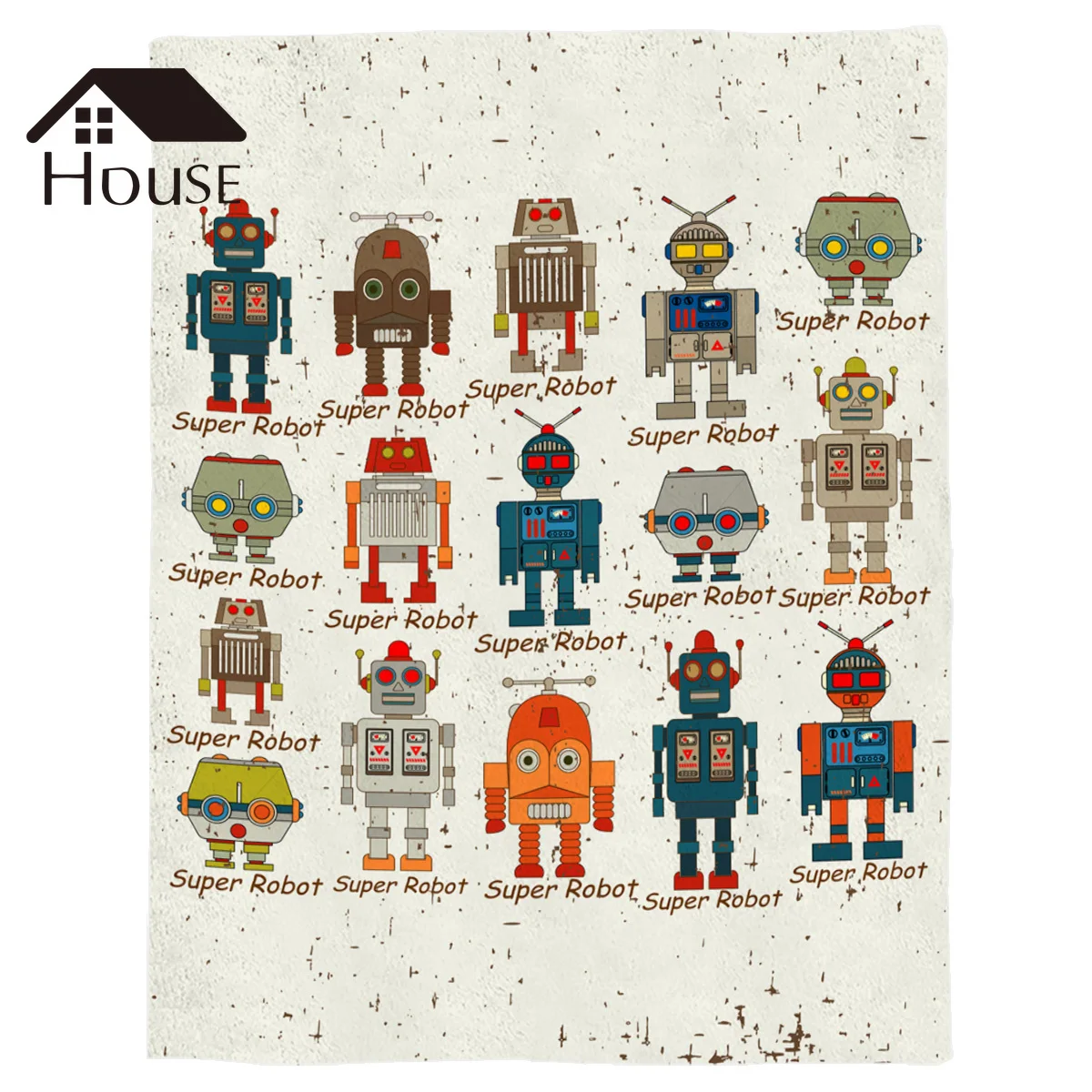 BIGHOUSES Throw Blanket Robot Animation Wallpaper Cartoon Warm Microfiber Blanket for Kids Flannel Blanket
