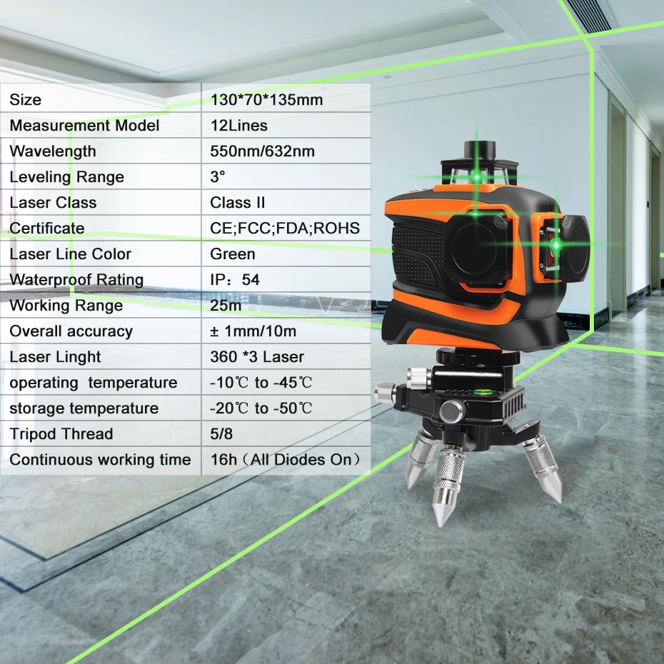 PROSTOEMER зеленый лазерный уровень 3D 12 линия самонивелирующаяся профессиональная Nivel Лазерная линия 360 Autonivelante Graus Горизонтальная Вертикальная