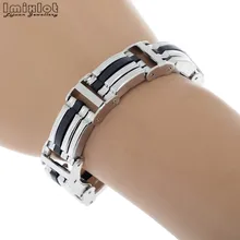 1 шт. новые модные украшения панк черный силиконовый Нержавеющая сталь Личность для мужчин браслет мужской браслеты Pulseira Masculina
