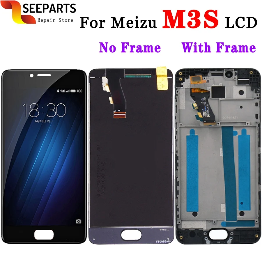 

100% Tested 1280x720 For Meizu M3S LCD Display Touch Screen Digitizer Assembly With Frame Replacement For 5.0" MEIZU M3S Display