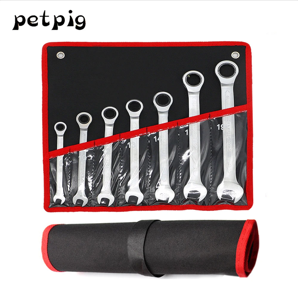 

Petpig Wrench Set 7/12pcs Car Repair Tool Ratchet Wrenchs Bike Torque Wrench Key Set High Carbon Steel Spanners Sets