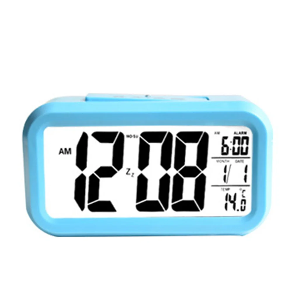 

Smart LED Alarm Clock Backlight Snooze Mute Digital Clocks Thermometer Large Screen Calendar Desktop Electronic Table Clocks