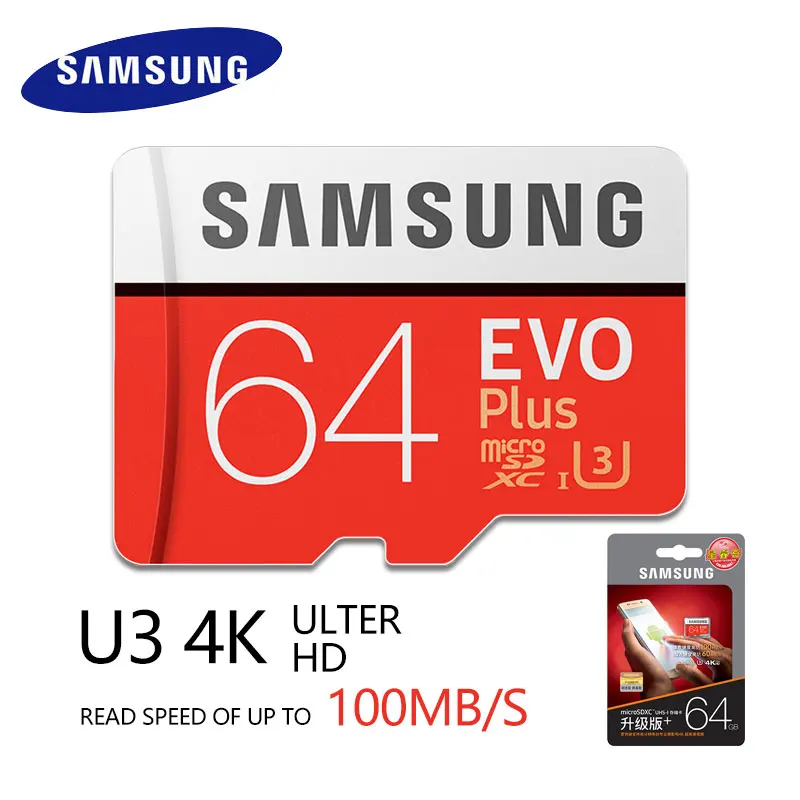 SAMSUNG micro sd карта 64 Гб класс 10 Microsd 32 Гб 128 Гб карта памяти EVO PLUS C10 TF tarjeta micro sd карта 64G U3U1 для мобильного телефона