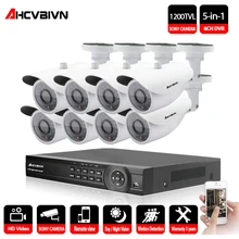 AHCVBIVN система видеонаблюдения 8CH CCTV комплект безопасности купольная камера безопасности 8 шт. 1200TVL ночное видение 8CH 1080P CCTV DVR