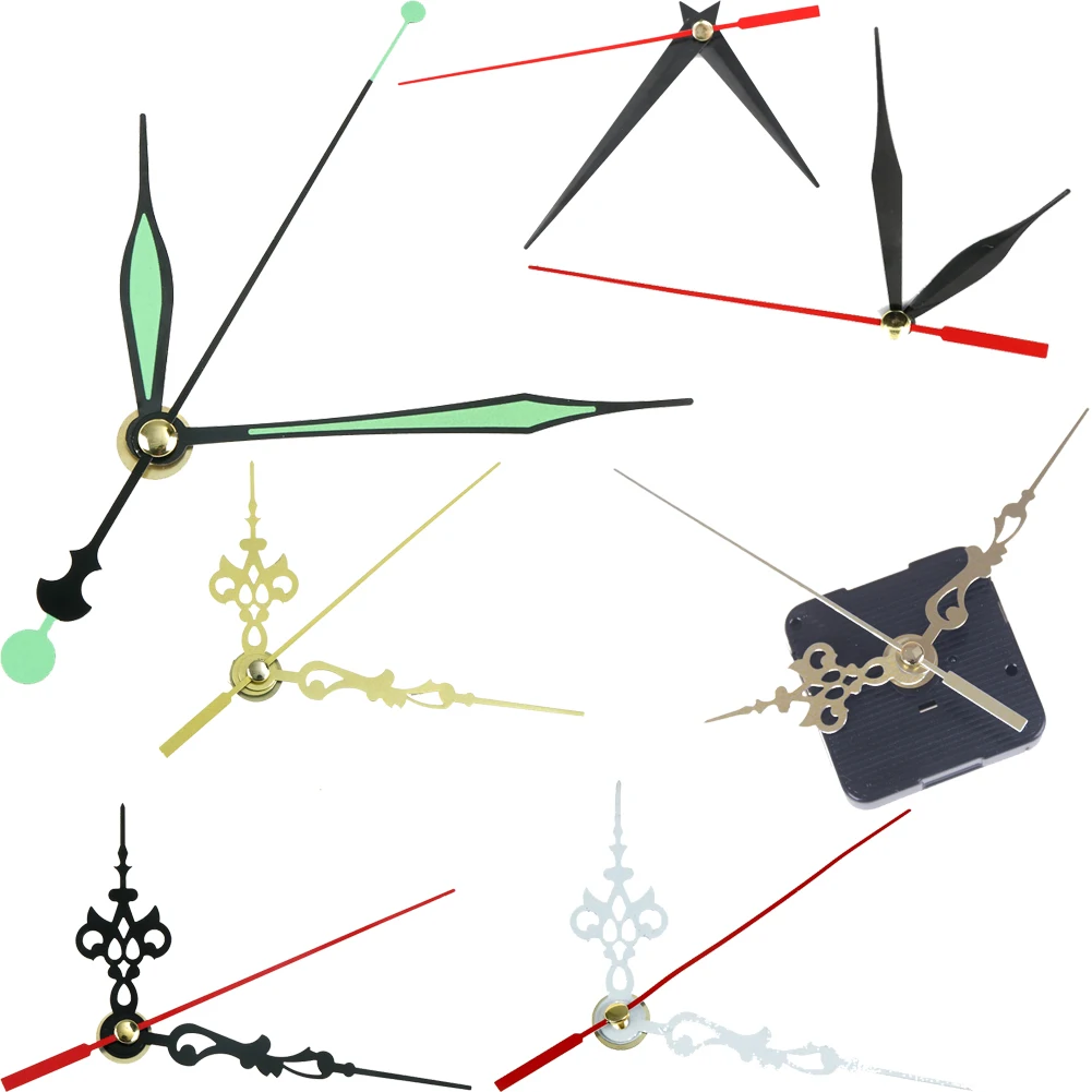 

6Styles 1Set NEW Luminous Silent Quartz Wall Clock Spindle Movement Mechanism Part DIY Repair Part Kit Spindle Long Hands