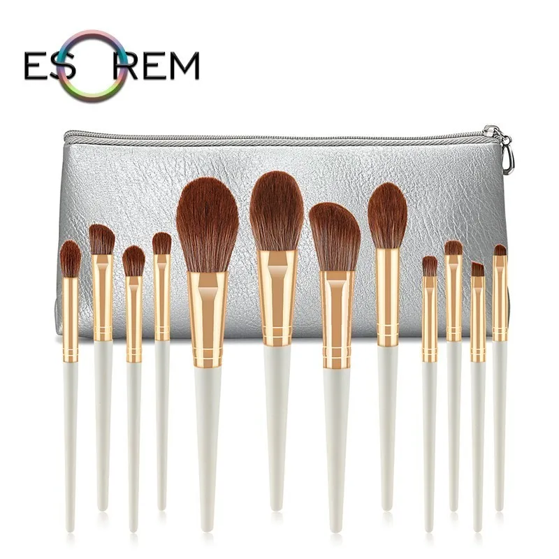 

ESOREM 12pcs Pearl White Cosmetic Makeup Brushes Set With Bag Contour Brush Tapered Crease Angled Contour Pinceaux Maquillage