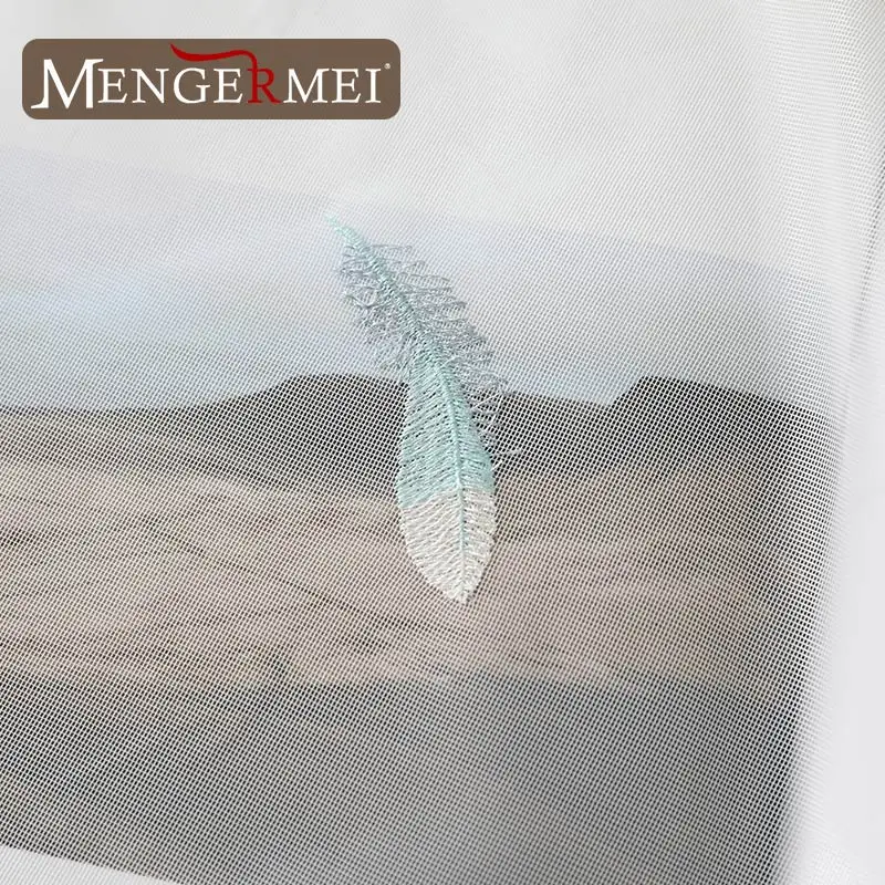 MENGERMEI вышитый перо Летающий белый тюль занавес для гостиной кухни столовой дома