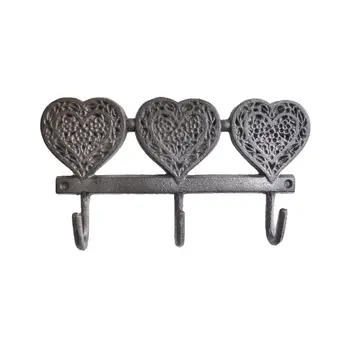 

1 Pc 3 Hooks Rack Heart Wall Mounted Retro Wrought Iron Coat And Hat Hanger Organizer For Hallway Fitting Room Entryway