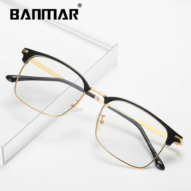 BANMAR Men Optical Frames Anti Blue Rays Eyeglasses Frames Rack Commercial Glasses Fashion Eyeglasses Frame Myopia Frames A1828