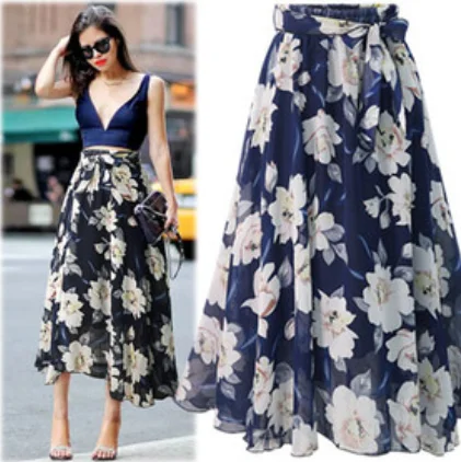 

new in the European and American wind broken beautiful chiffon midi skirts womens 2019 summer clothes korean style