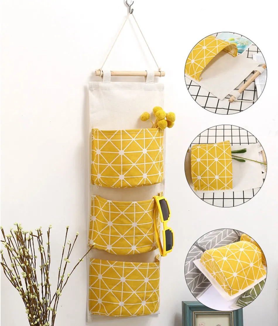 Cute Wall Sundry Cotton Line Hanging Organizer Bag Multi-layer Holder Makeup Rack Jewelry Storage Box Basket Home Decoration (6)