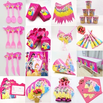

132pcs Princess Party Supplies Baby Shower kids Party Supplies Birthday Party Decoration Favor Party Supplies baby girl