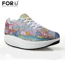 FORUDESIGNS/ модная печать картин женская обувь для танцев Осенняя обувь для похудения, увеличивающая рост женская повседневная обувь на плоской подошве
