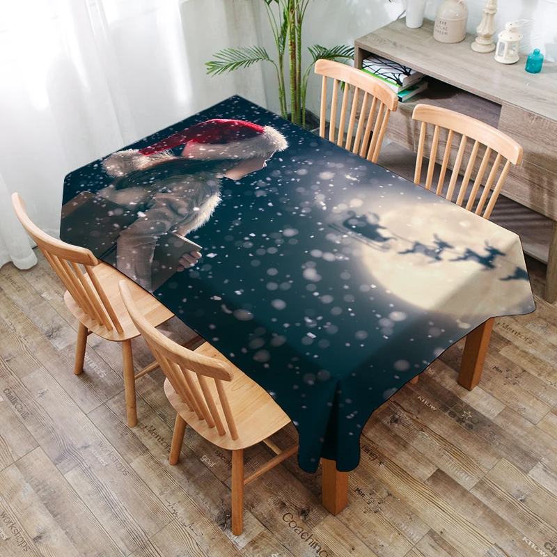 Factory direct new Christmas polyester printed fabric household decorative cloth tablecloth