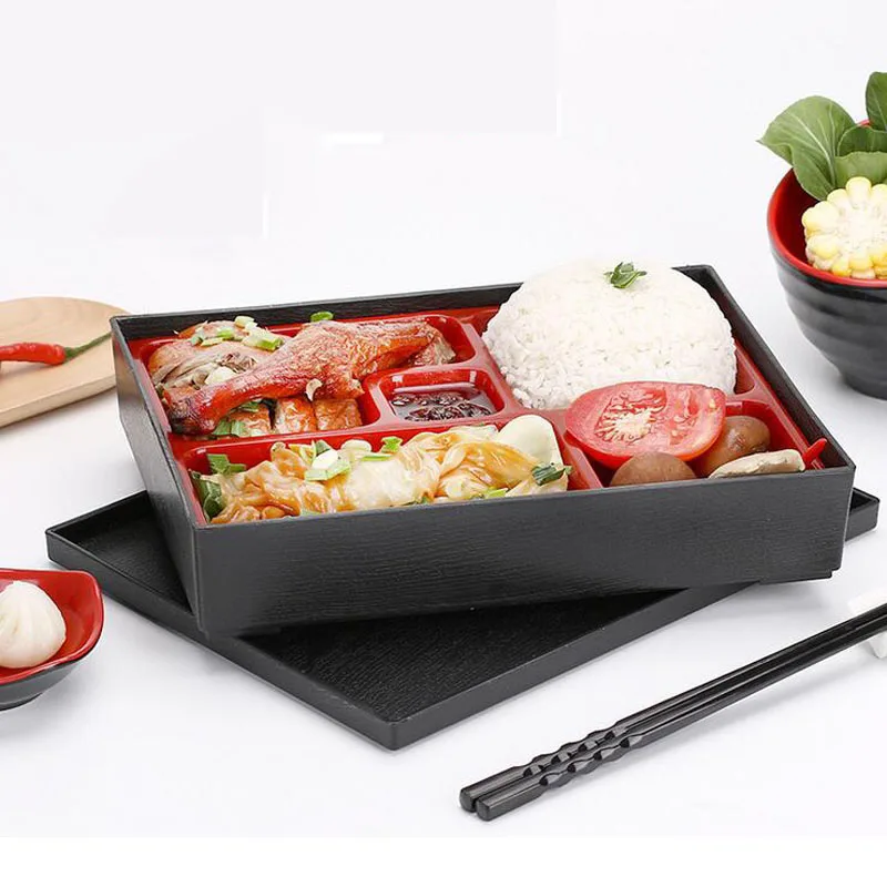 10pcs/lot 27*21*5cm Japanese Style Sushi Box Plastic Lunch Sub Grid
