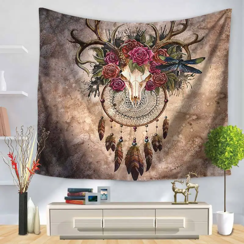 

Elk Indian Mandala Tapestry Abstract Geometric Eyes Wall Hanging Wall Carpets Hanging Decor Beach Blanket Cloth Tapestries