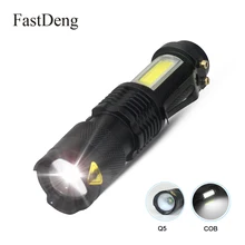 Q5 COB светодиодный светильник-вспышка портативный фонарь с зумом мини-черный 2000LM флэш-светильник водонепроницаемый ручка светильник ing фонарь лампа для кемпинга