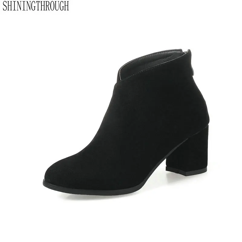

2019 women fashion individuality ankle women boots spring autumn women shoes 6cm high heel club dancing shoes Large size 34-43