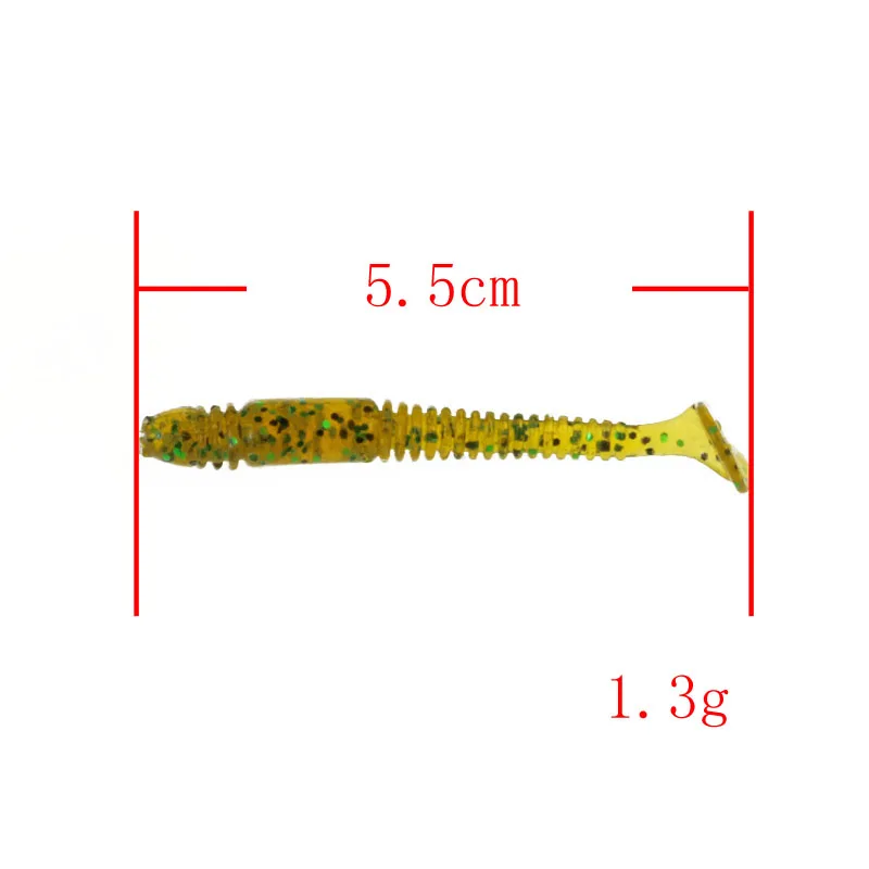 15Pcs/Bag Soft Fishing Lures 5.5cm 1.3g Artificial Grub Worm Soft Bait  Swimbait Fishy Smell Lures with Salt