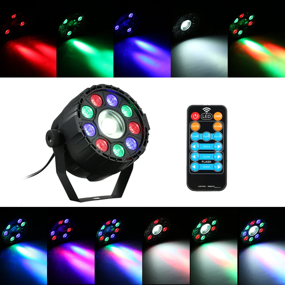

RGB+White Lights Party Stage Light Mini RGBW Par Lights 9+1LEDs DMX 512 Disco Light Disco Lamp Club DJ Show Home Party Ballroom