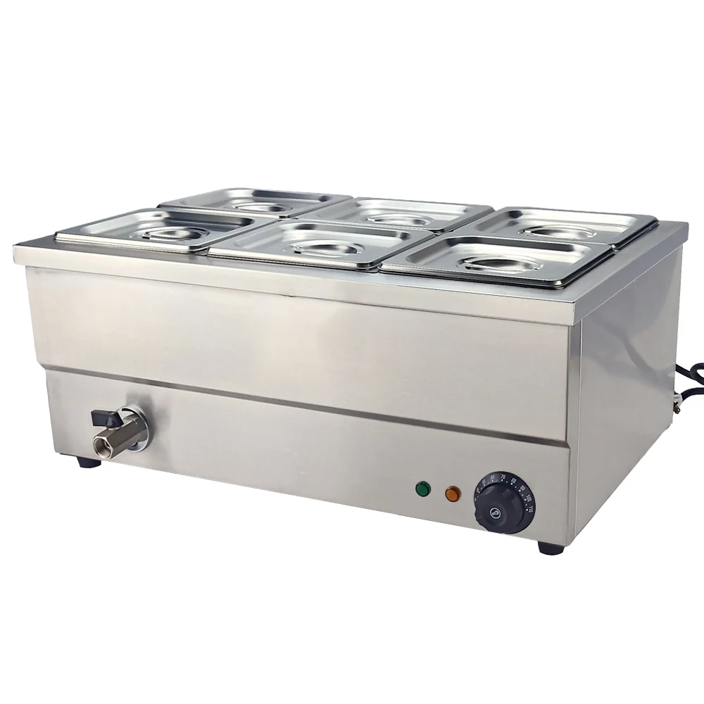 

6-tanks Multifunctional Electric Food Warmer Cake Steamer Bread Warmer Stainless Steel Commercial or Home Kitchen Bin Marie
