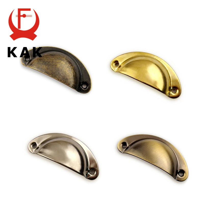 KAK 8PCS Mini maniglie in metallo bronzo 50x20mm scatola ZAKKA tira manopole per cassetti maniglia per armadio a conchiglia maniglia per mobili in ottone antico