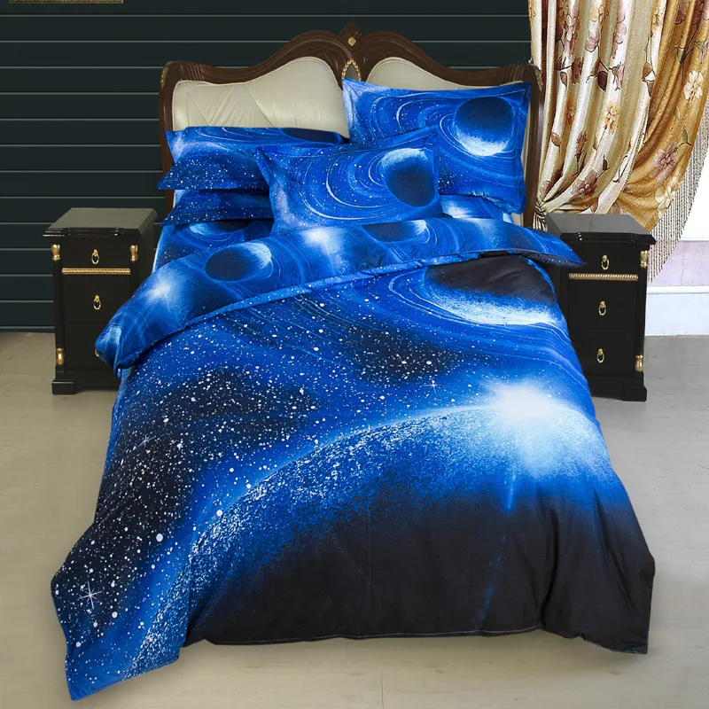 Free Shipping Modern Style Nebula Star Duvet Cover Set Bed Sheet Pillowcase Twin For King Size Bedding Sets YAQ003