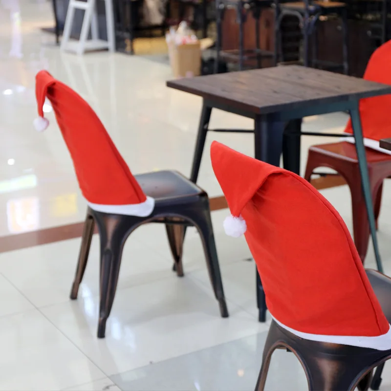

New Year Decor for home Christmas Chair Back Covers Decoration Santa Clause Red Hat Party Dinner Table Decor Chair Xmas Cap Sets