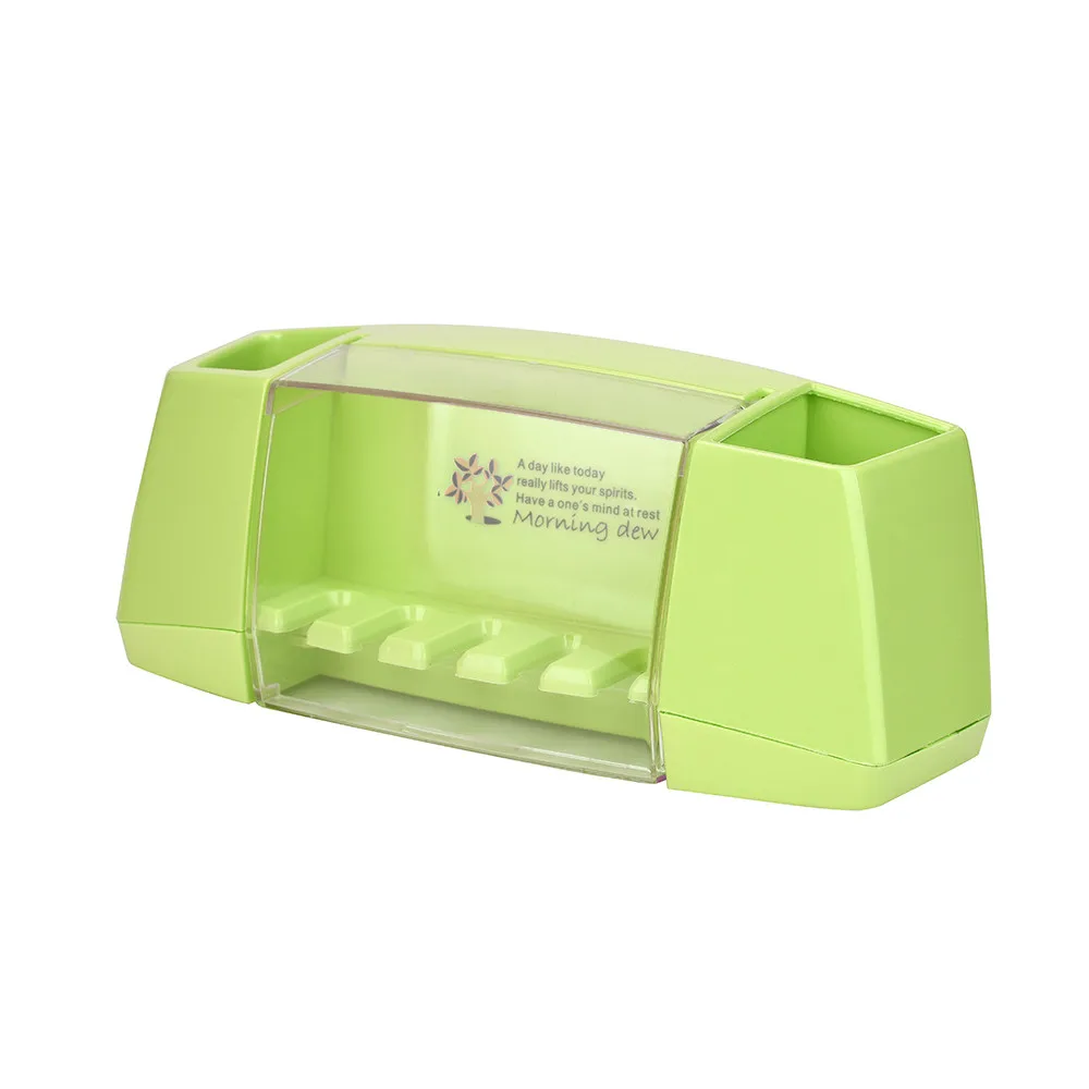 Новая подвесная коробка для зубной щетки полка для ванной кухни семейная посуда спиральная щетка держатель для теэткистей Пылезащитная настенная вешалка с крючками - Цвет: Green