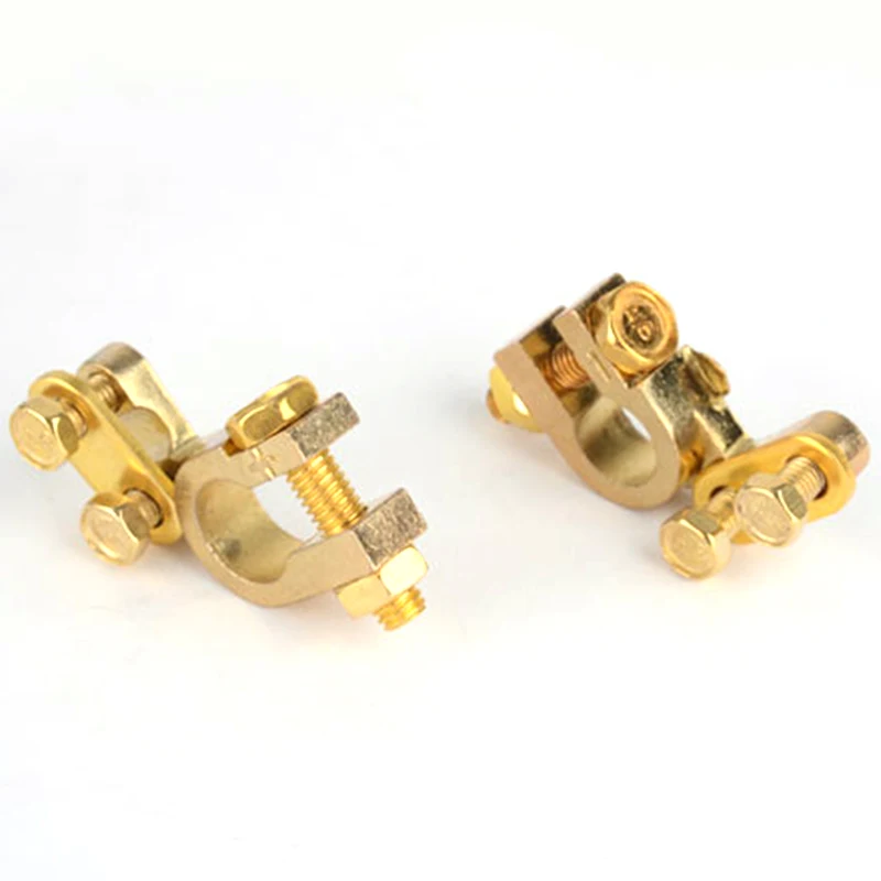 

1Pair Car Battery Terminal High Quality Metal 35mm Positive 34mm Negative Gold Plated Universal Car Battery Terminals