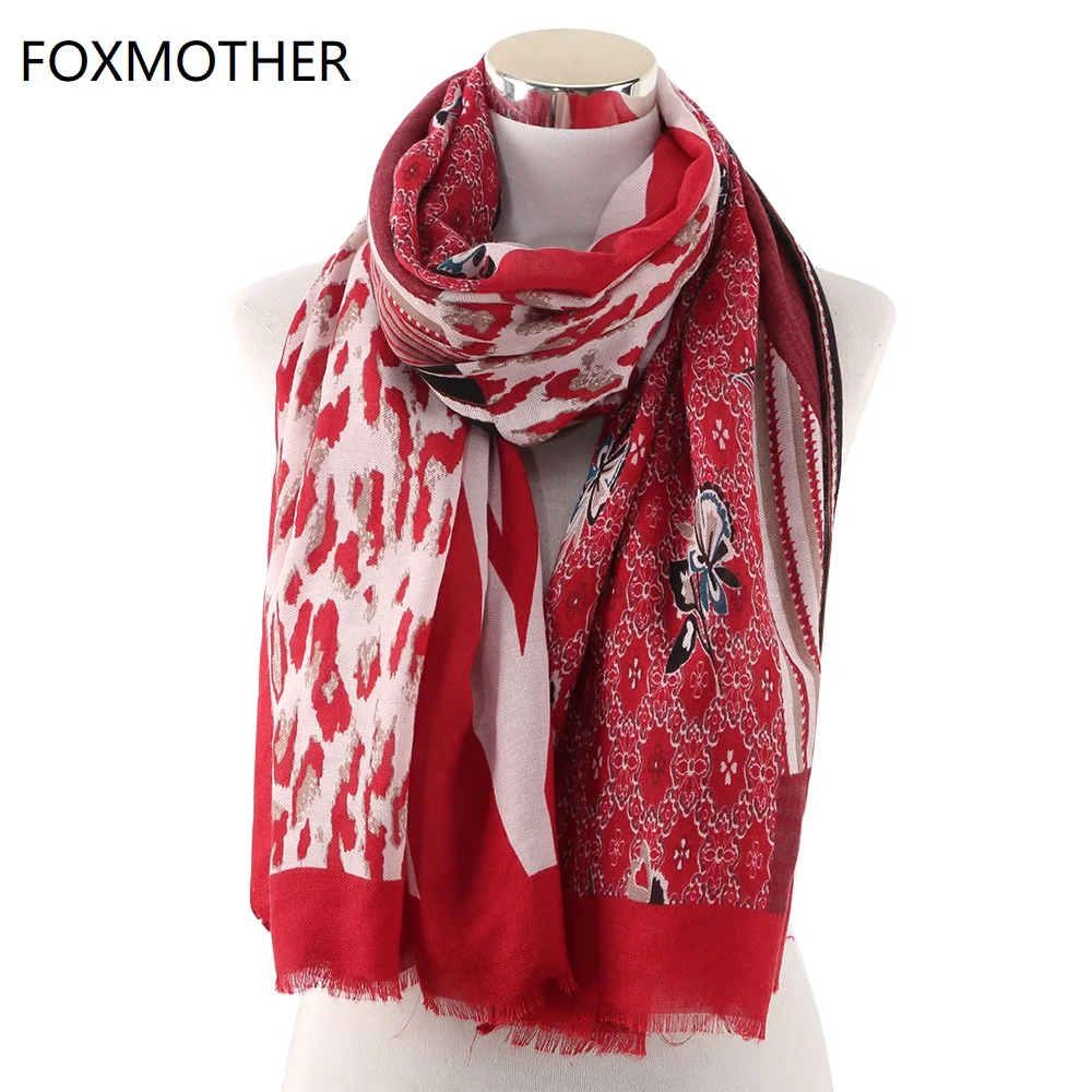 FOXMOTHER Новая мода леопард змея Цветочный Лоскутная печати шарфы платки Bufandas пашмины платок-шарф дамы