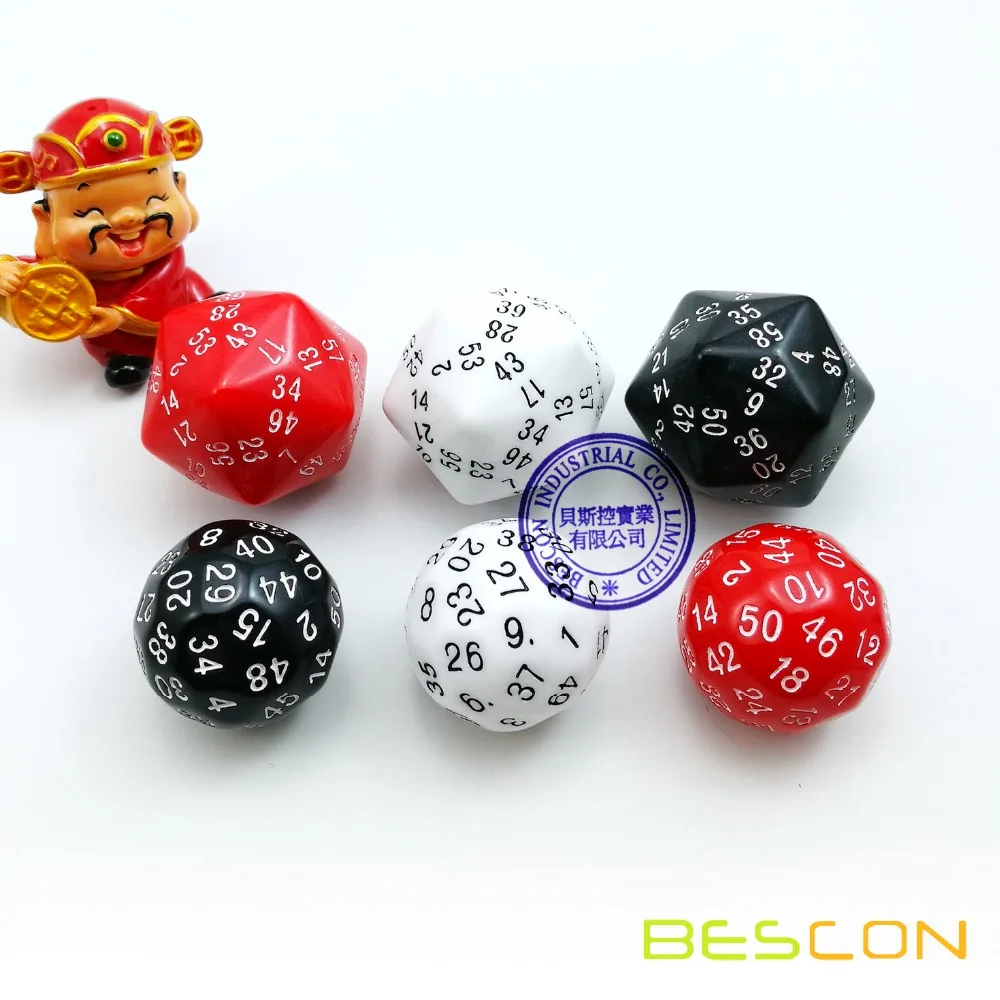 Bescon Polyhedral Dice 50-sided Gaming Dice, D50 die, D50 dice, 50 Sides Dice, 50 Sided Cube of Black Color 4