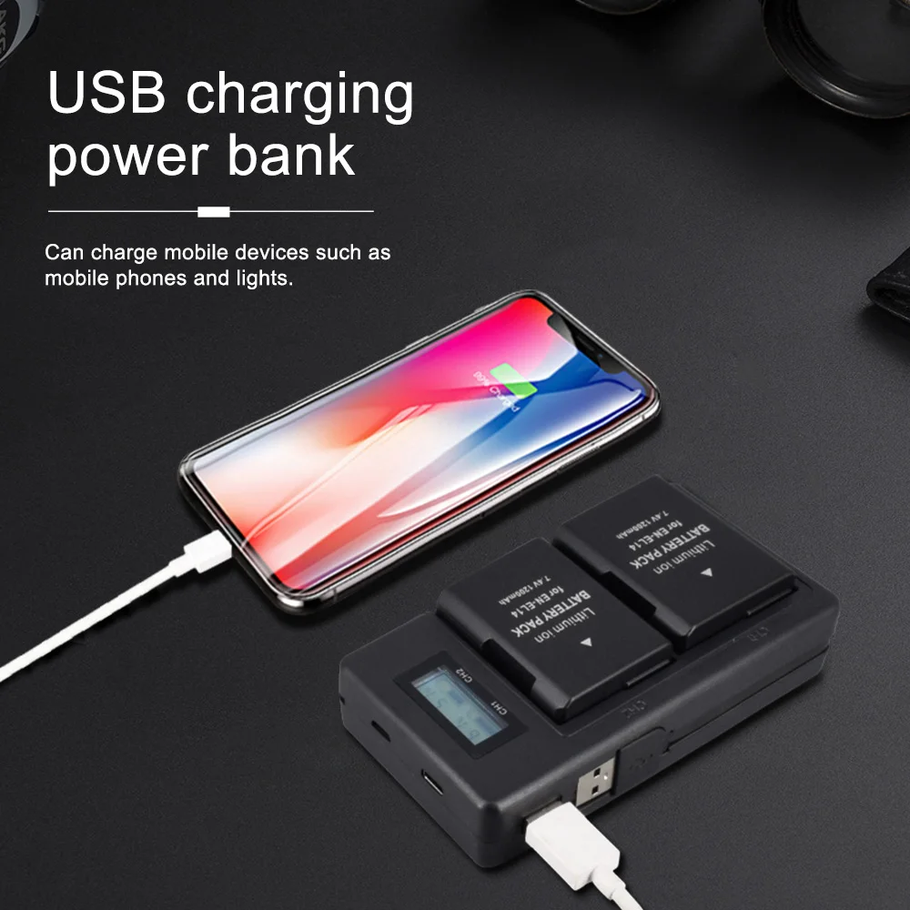 EN EL14 зарядное устройство LCD USB цифровой дисплей для Nikon EL14a D5600 D3400 D3300 D3200 D3100 D5100 D5500