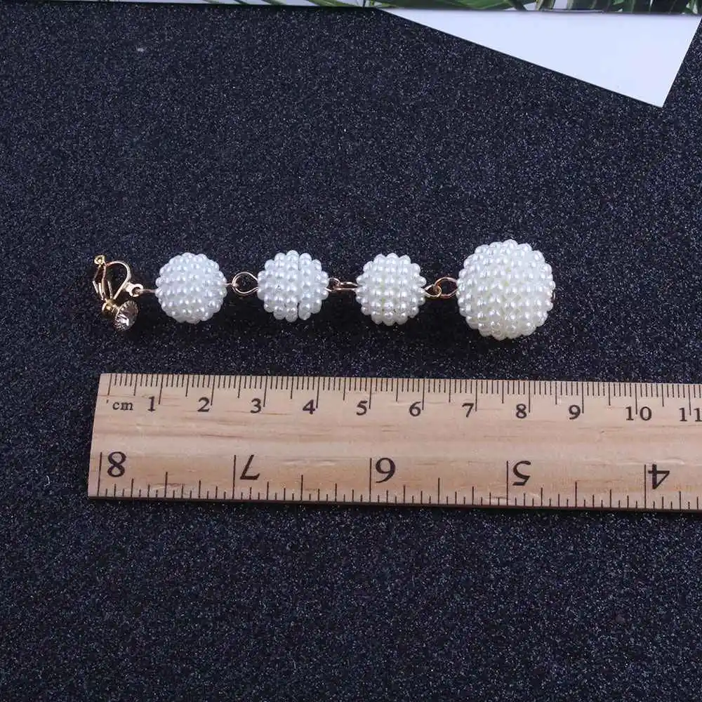 JIOFREE Long simulated pearl Clip on Earrings No Pierced for Girl Party Needn't Ear Hole Earrings Korea Style ear clip earrings,clip earrings,ear clip
