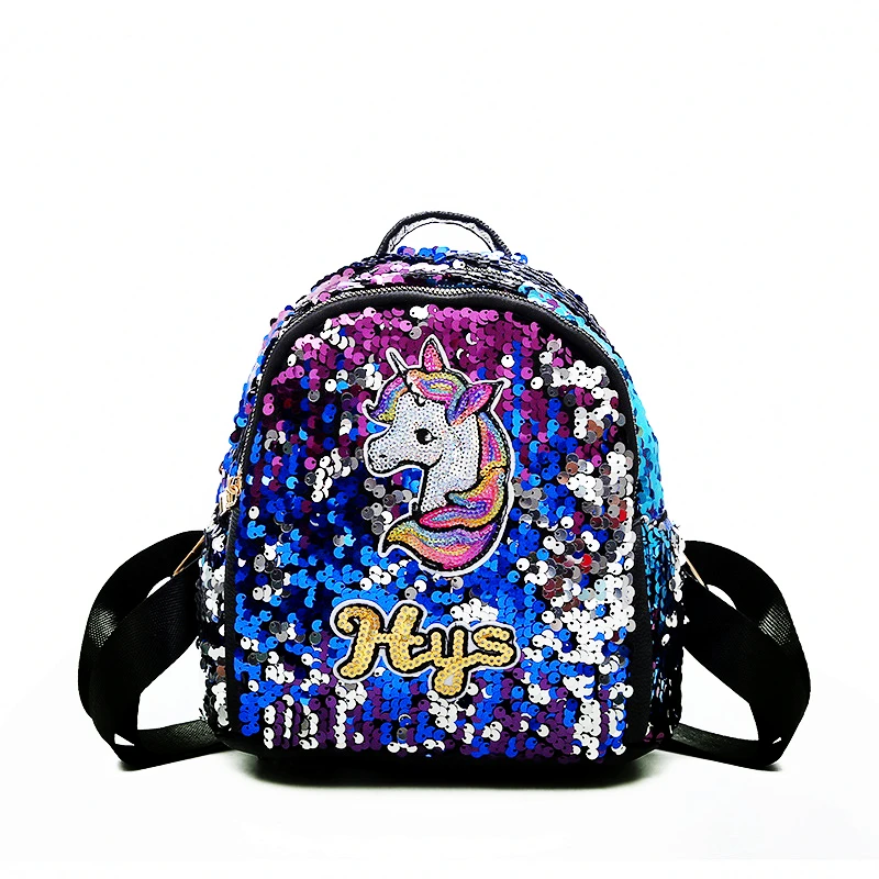 

Meloke Unicorn Backpack Women Mini Sequins Pu Leather Backpask School Bag For Teenage Girls mochila feminina Travel Bag M283